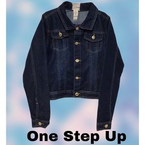 One Step Up Jean Jacket with Rhinestone Buttons, Size Medium (10-12)‎